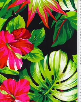 Polynesian fabric HIBISCUS Black - Tissushop